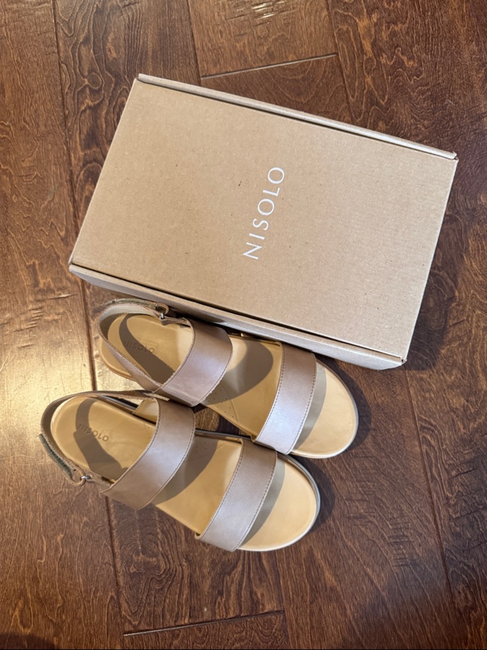 Nisolo Go-To Flatform Sandal 2.0 Almond | NWT Leather Platform | Box